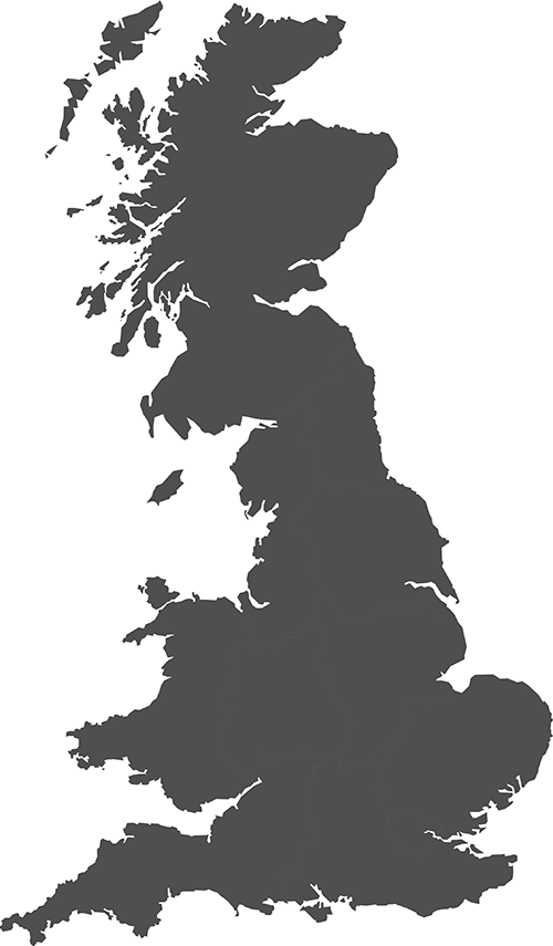 Charcoal coloured map of Britain
